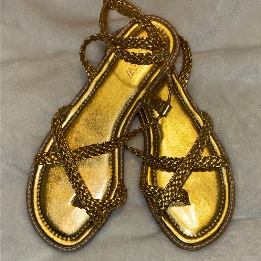 J. Crew Metallic Gold Braided Sandals